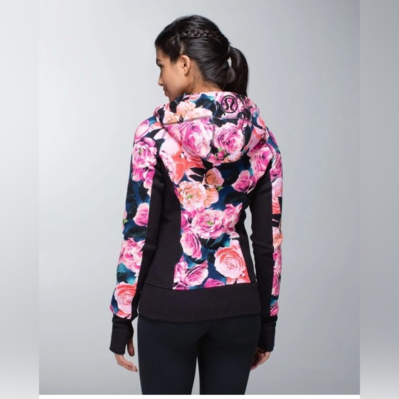 Lululemon Secret Garden Vintage Pink Floral Scuba Zip Hoodie Jacket Size 6 - Picture 3 of 14